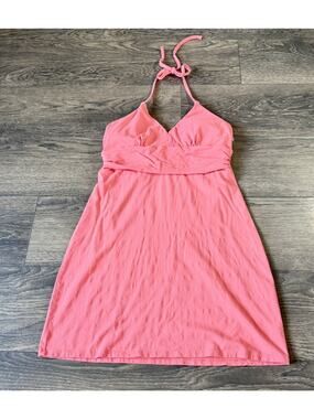 Bra Top Coral Pink Halter Sundress Swim Cover Up Beach Resort Vacation Size L